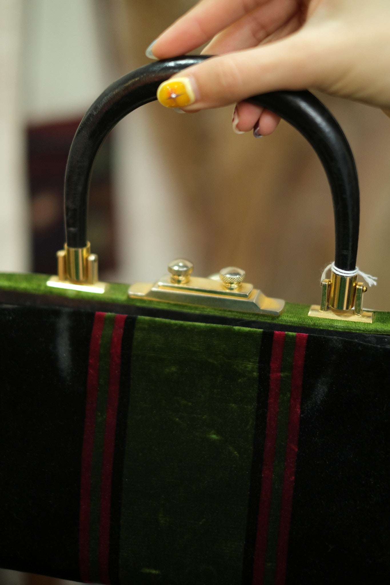 Vintage unique velvet handbag