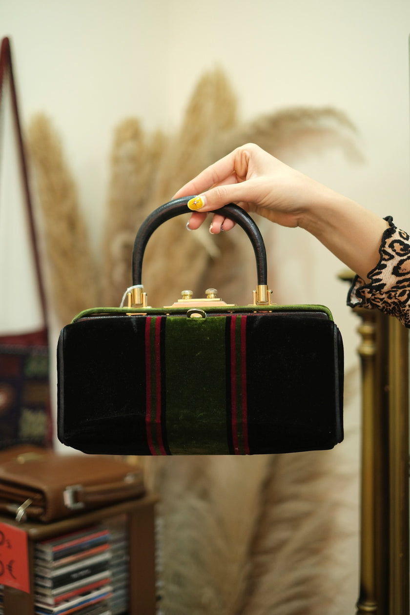 Vintage unique velvet handbag