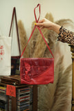 Vintage red leather cross body bag