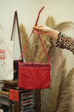 Vintage red leather cross body bag