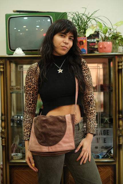 Vintage suede & leather cross body bag