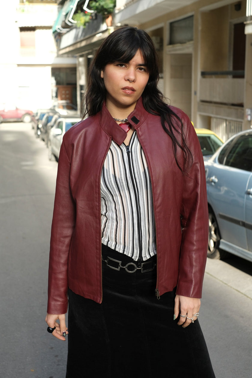 Vintage burgundy genuine leather jacket (M/L)
