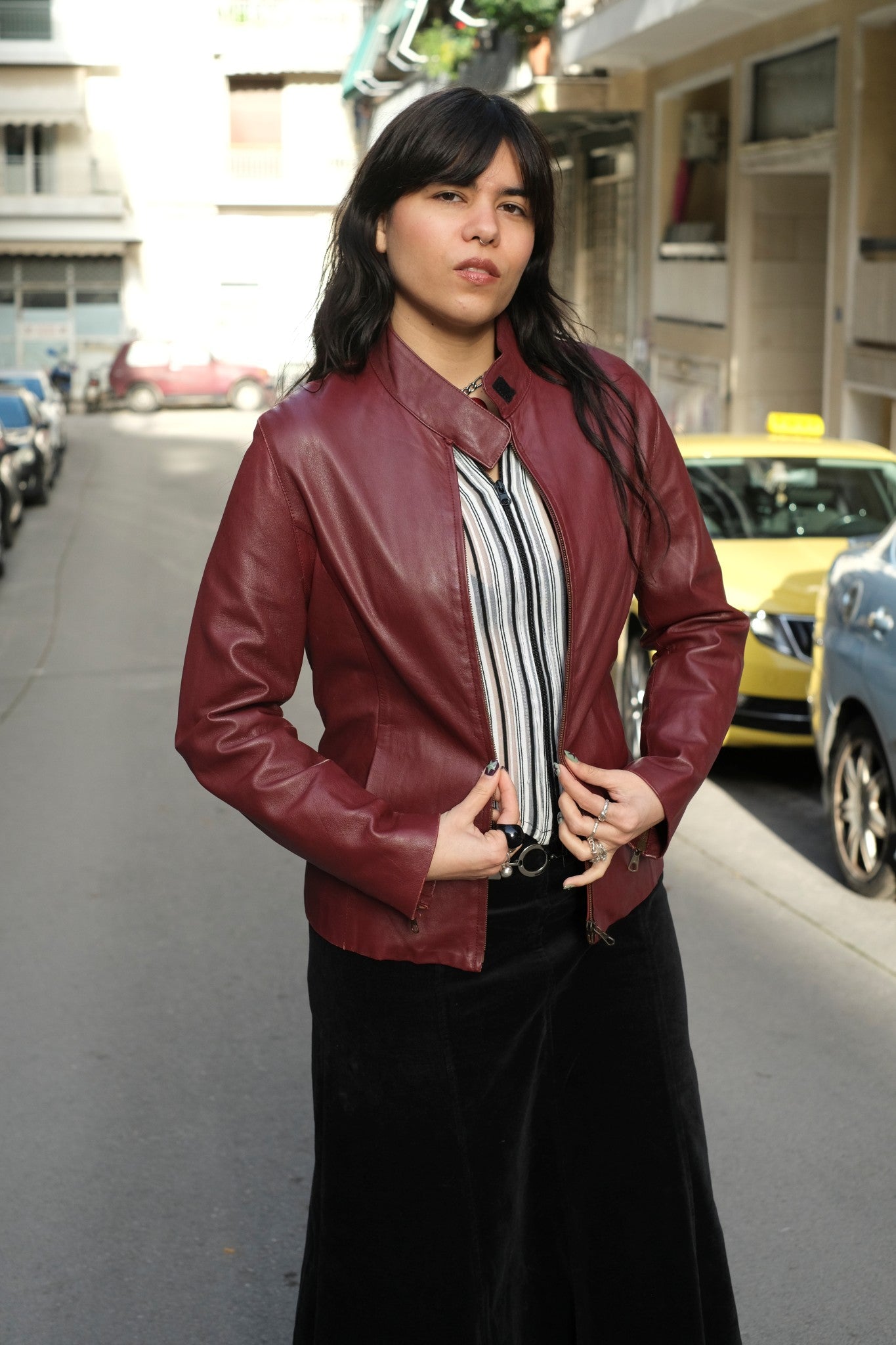 Vintage burgundy genuine leather jacket (M/L)