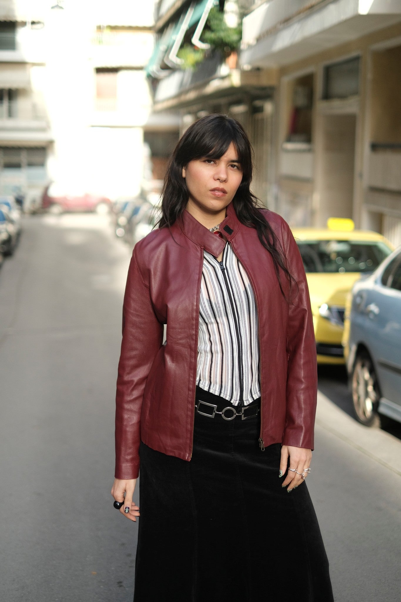 Vintage burgundy genuine leather jacket (M/L)