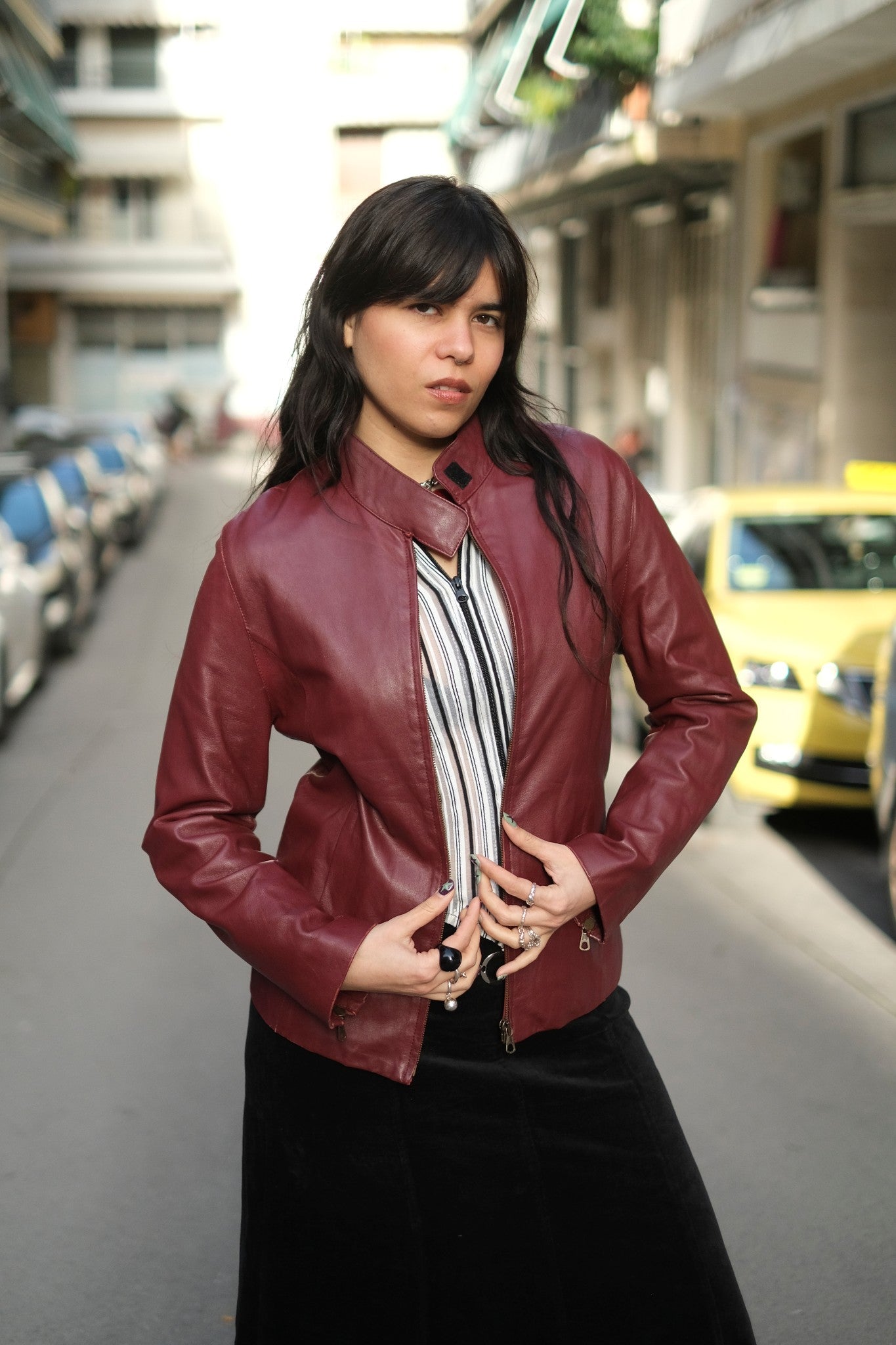 Vintage burgundy genuine leather jacket (M/L)