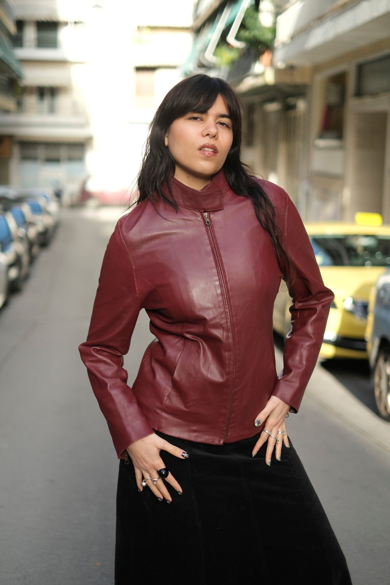 Vintage burgundy genuine leather jacket (M/L)
