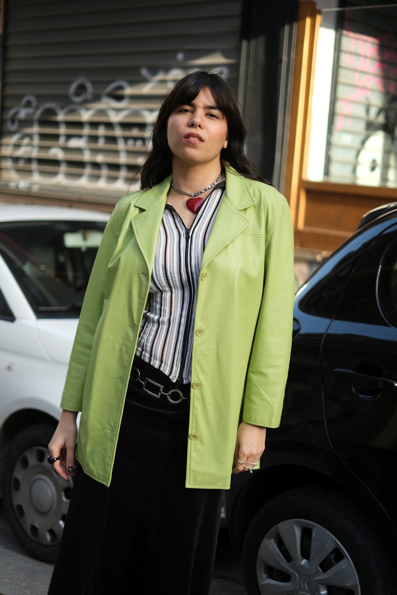 Vintage green genuine leather jacket (M/L)