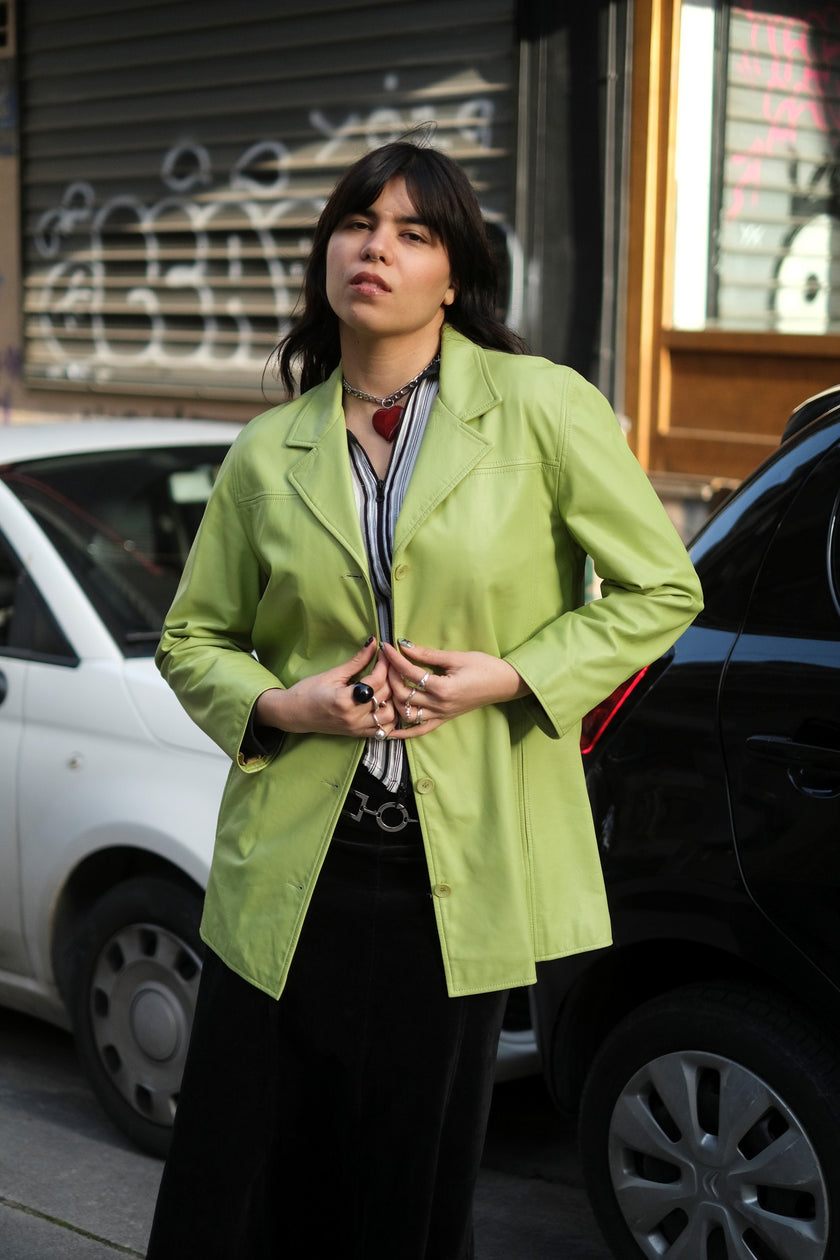Vintage green genuine leather jacket (M/L)