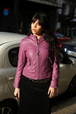 Vintage stunning purple genuine leather jacket (S)