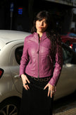 Vintage stunning purple genuine leather jacket (S)