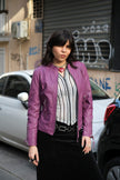 Vintage stunning purple genuine leather jacket (S)