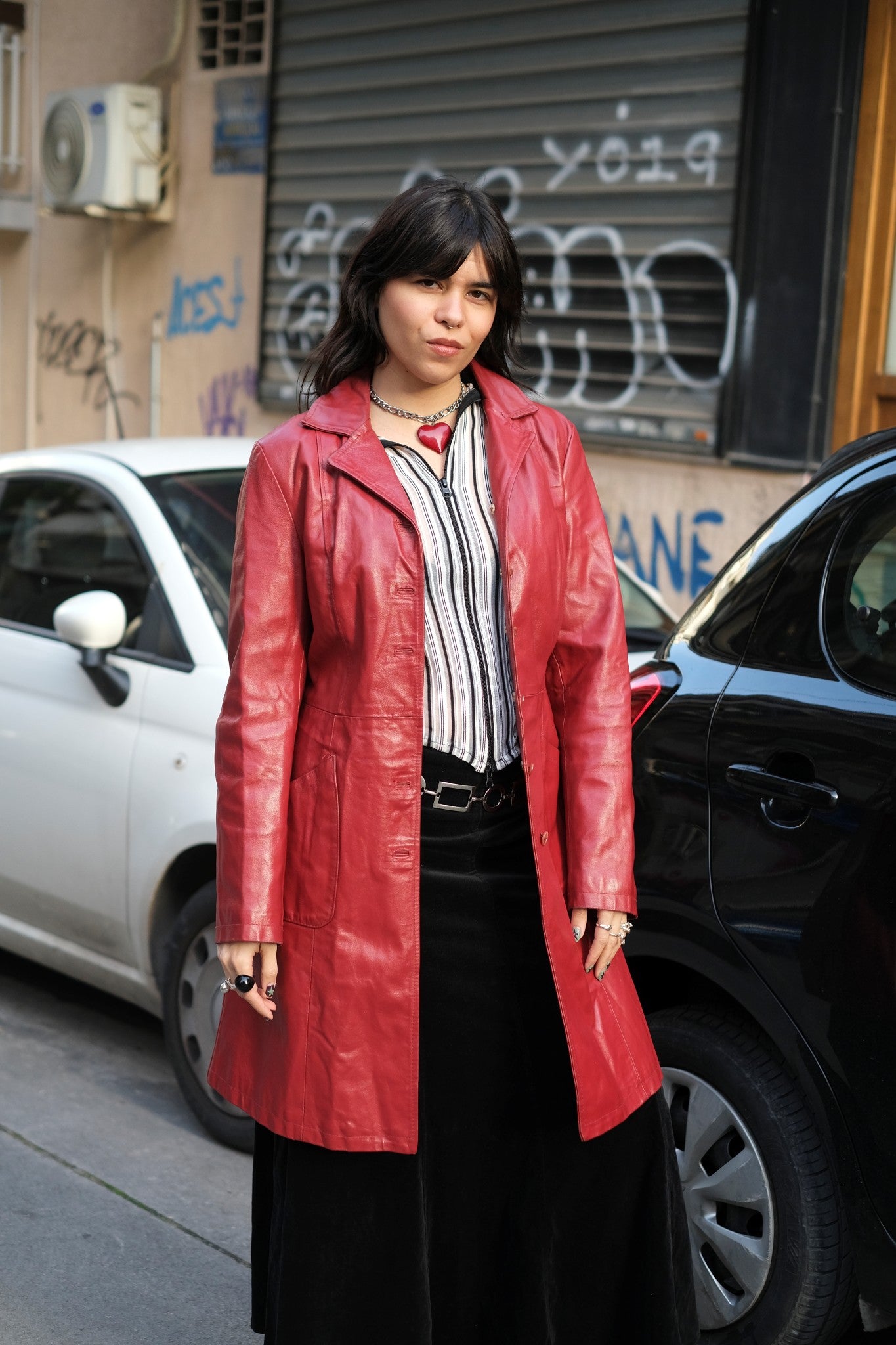 Stunning red genuine leather jacket (M)