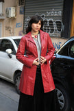 Stunning red genuine leather jacket (M)