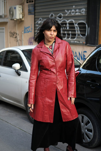 Stunning red genuine leather jacket (M)