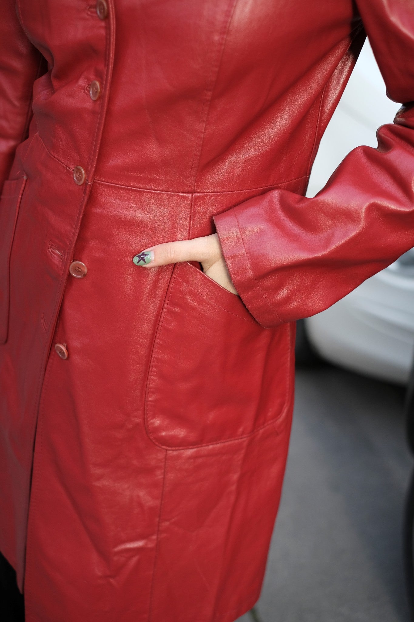 Stunning red genuine leather jacket (M)