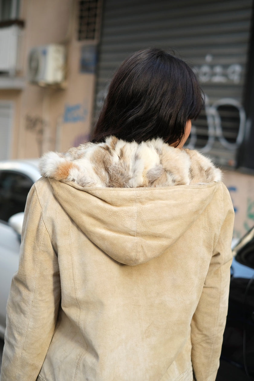Stunning genuine suede jacket with real fur lining (M/L)