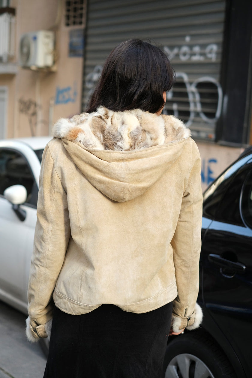 Stunning genuine suede jacket with real fur lining (M/L)