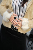 Stunning genuine suede jacket with real fur lining (M/L)