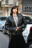 Stunning Men's perfecto leather jacket with fringe details (XL)
