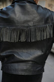 Stunning Men's perfecto leather jacket with fringe details (XL)