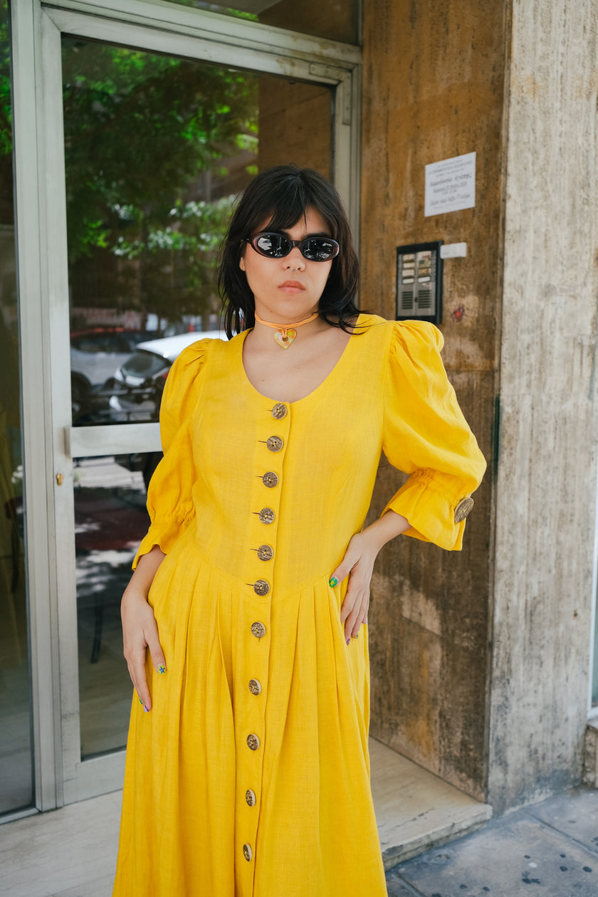 Stunning Vintage 100% LINEN Tyrol style dress (L/XL)