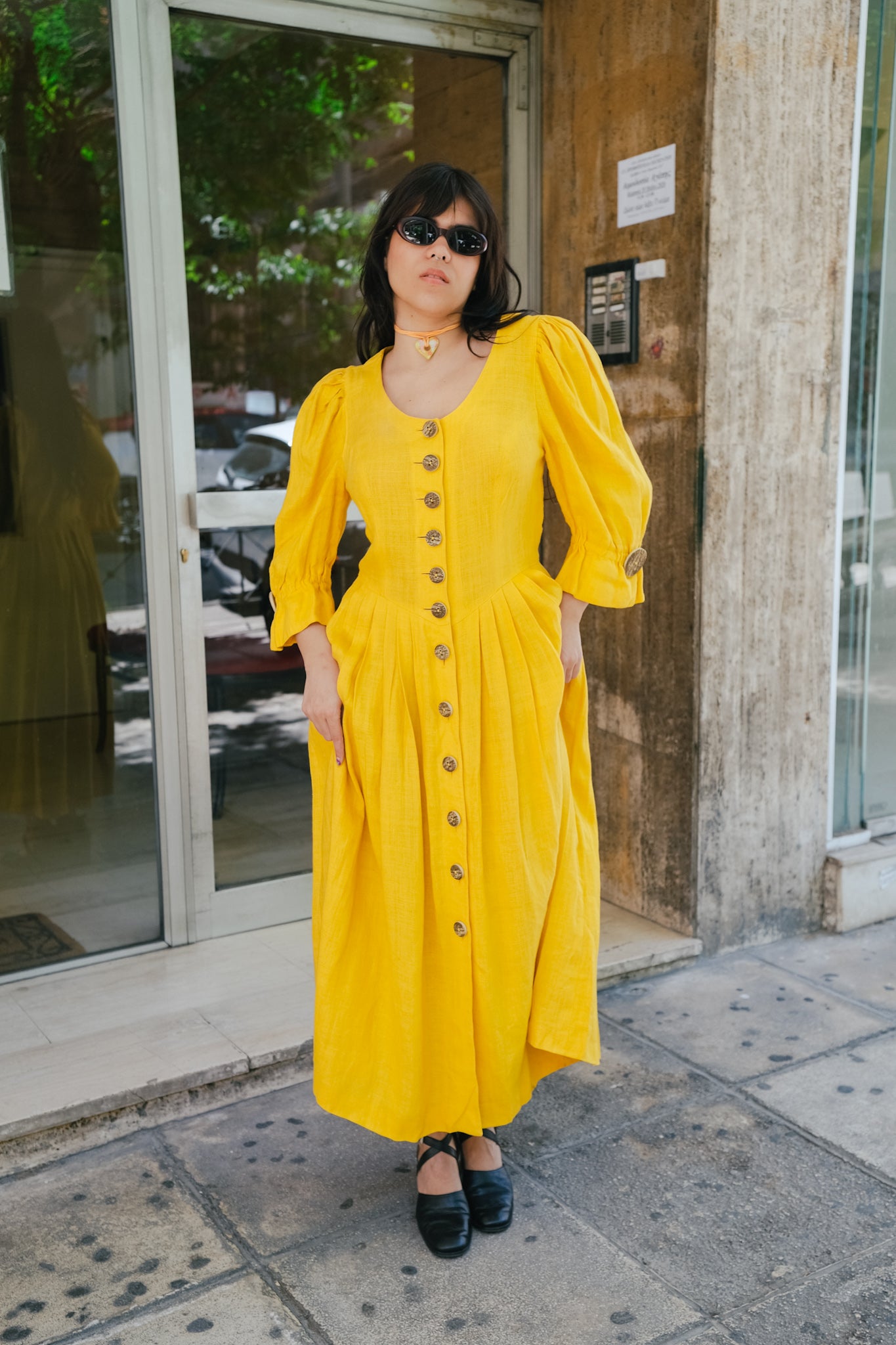 Stunning Vintage 100% LINEN Tyrol style dress (L/XL)