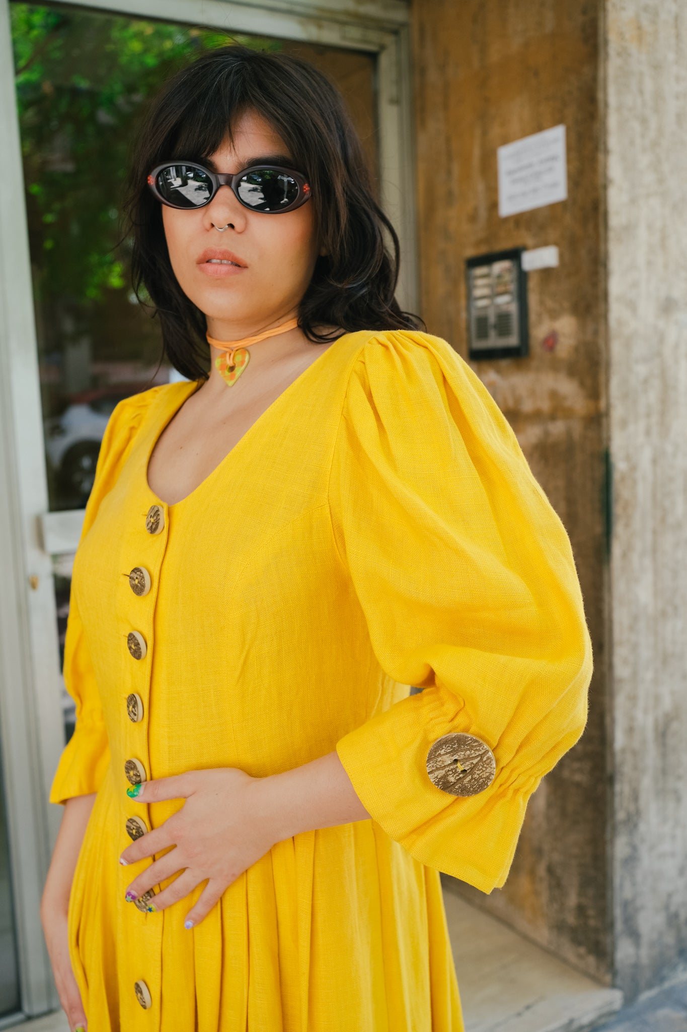 Stunning Vintage 100% LINEN Tyrol style dress (L/XL)