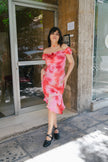 MOTIVI vintage romantic off-shoulder midi dress (M)