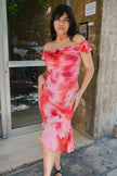 MOTIVI vintage romantic off-shoulder midi dress (M)