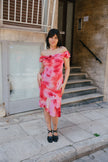 MOTIVI vintage romantic off-shoulder midi dress (M)