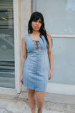 Vintage denim bodycon dress (M/L)