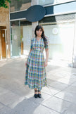 Vintage check maxi tyrol style dress (M)