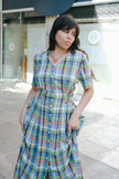 Vintage check maxi tyrol style dress (M)