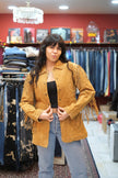 Vintage western style genuinhe suede jacket with fringe (L)