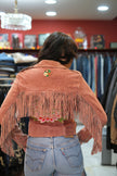 Ragyard genuine suede jacket with fringe and embroidered detailing (S)
