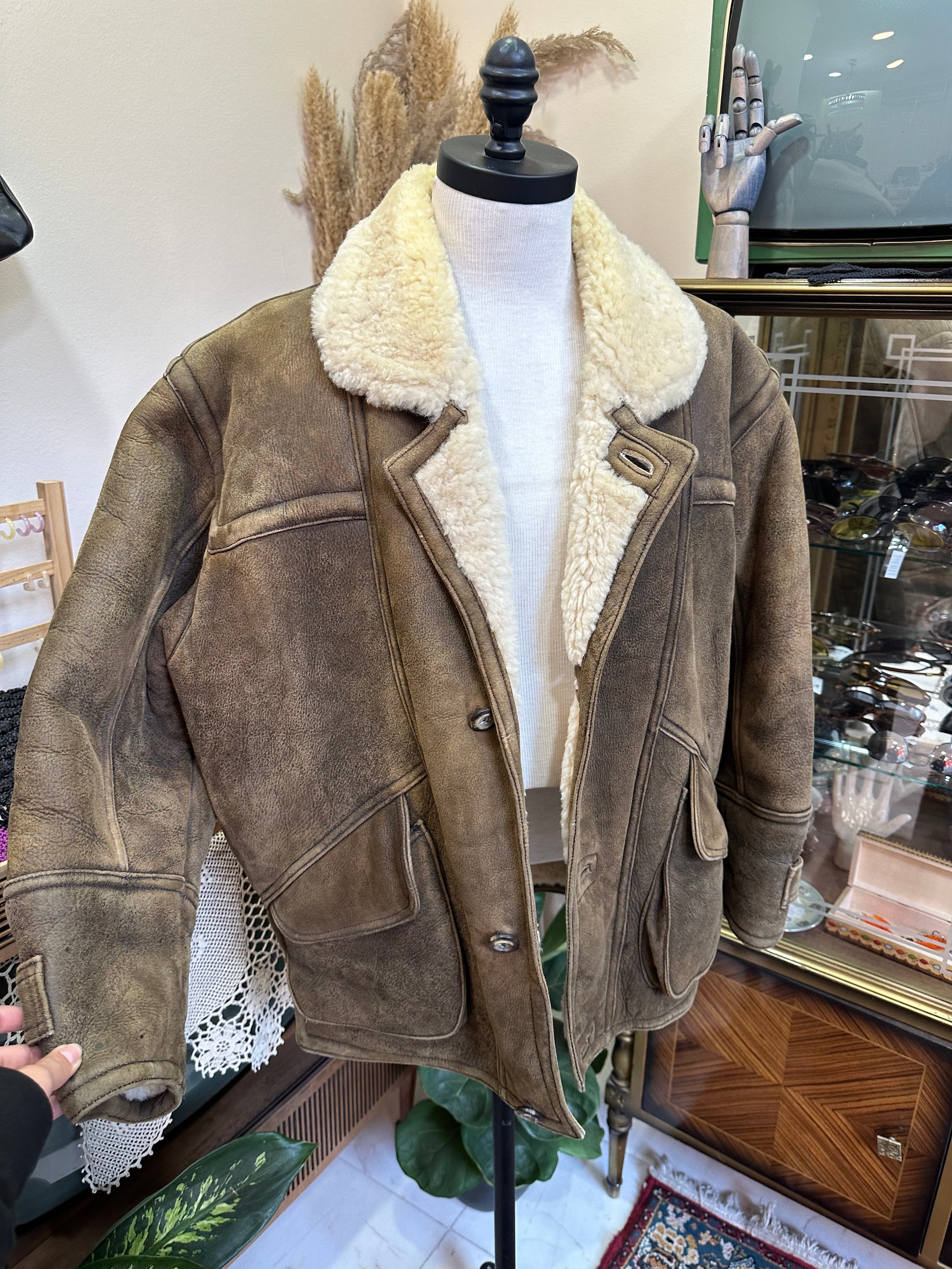 Vintage genuine leather Shearling jacket