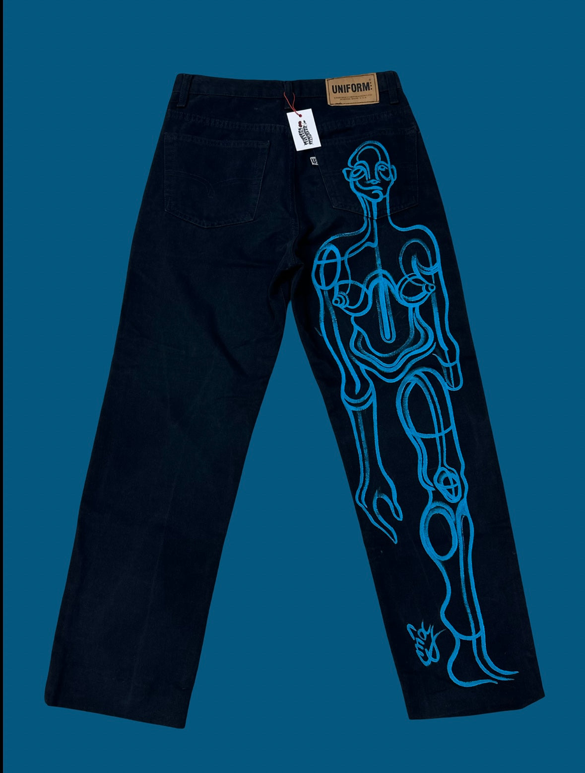 Uniform hand painted jeans