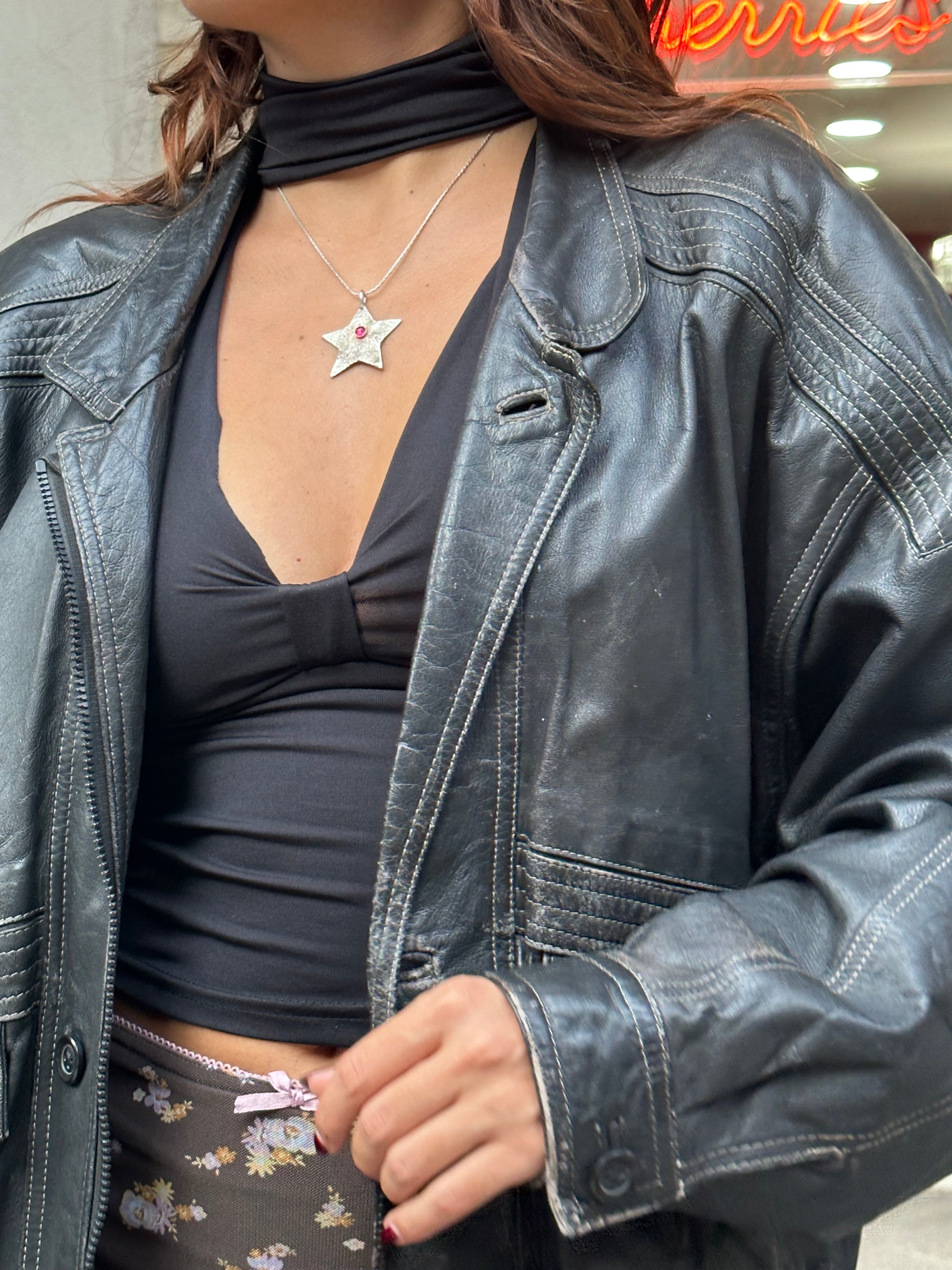 Vintage leather bomber jacket