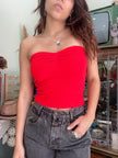 Deadstock strapless rib top (red)