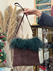 Super cute Deadstock suede bag with furry details