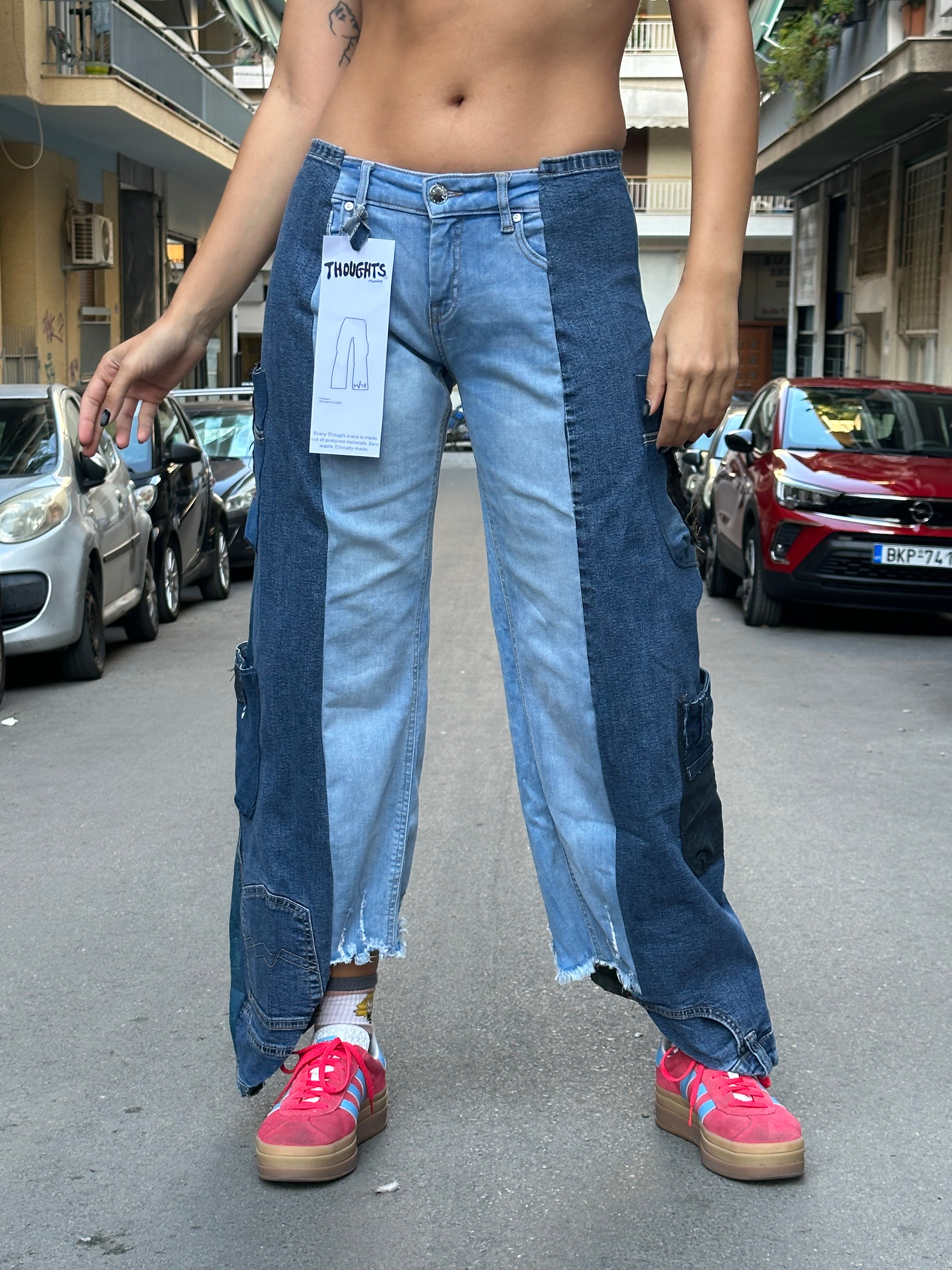 Stunning denim reworked cargo pants