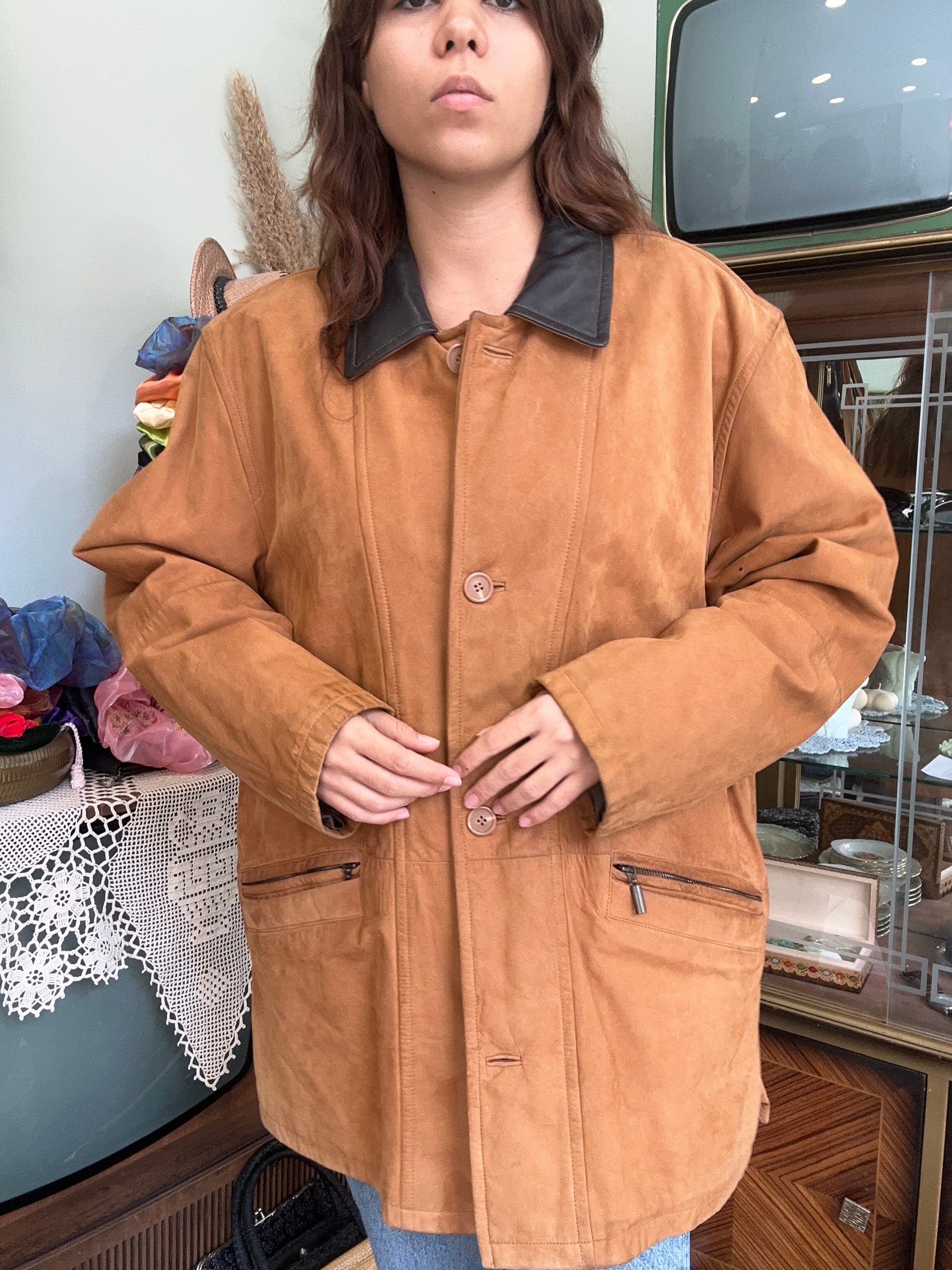 Vintage oversized genuine suede jacket