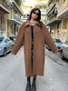 Vintage wool caramel brown coat (2XL)