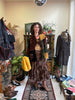 Brown Velvet Waist Bohemian Long Skirt