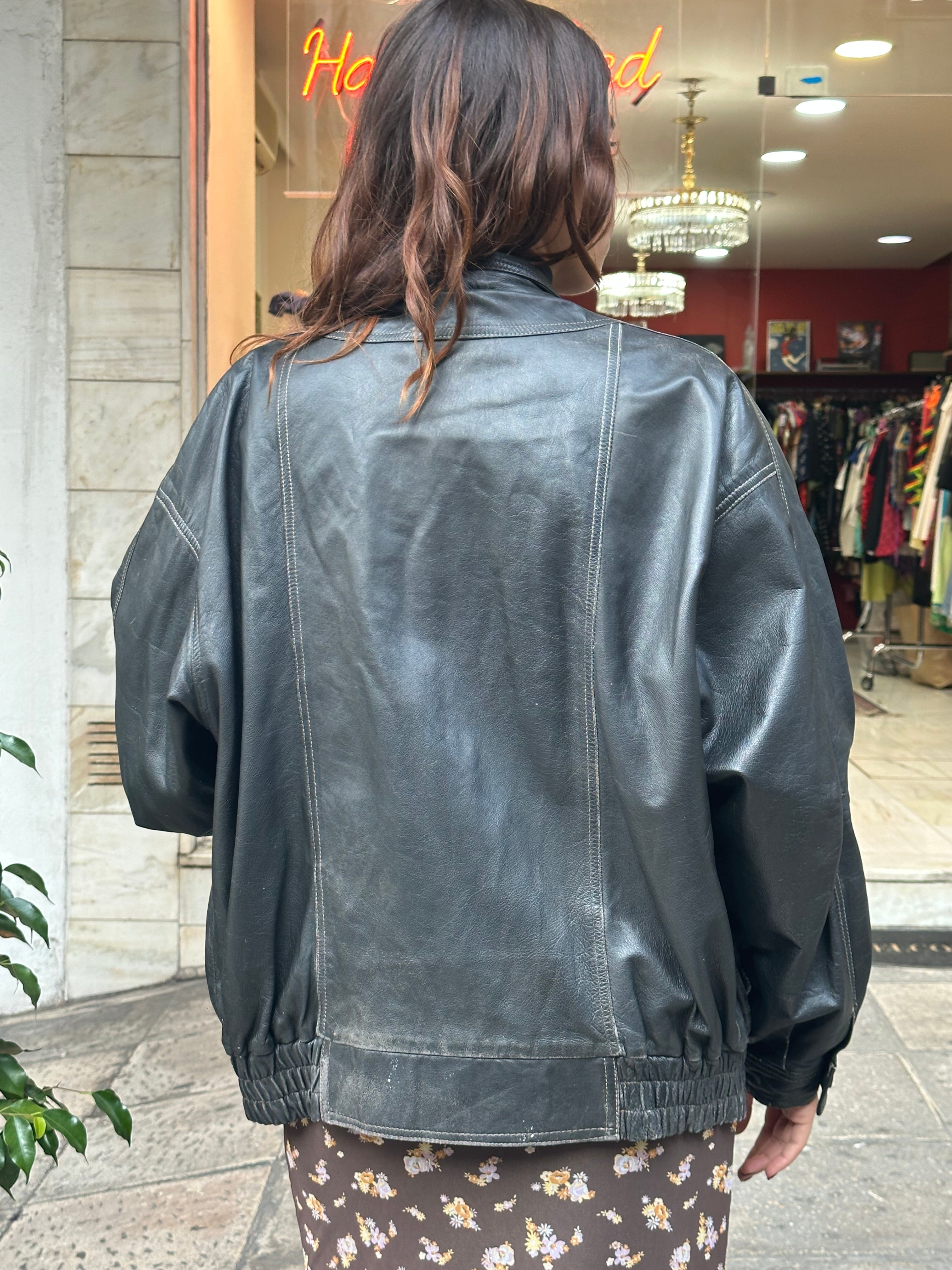 Vintage leather bomber jacket