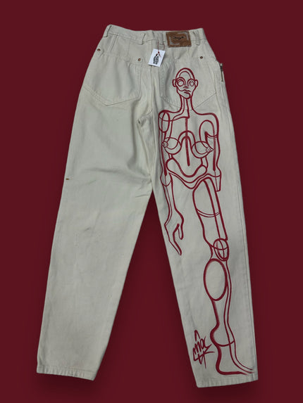 Hand painted high waisted baggy jeans