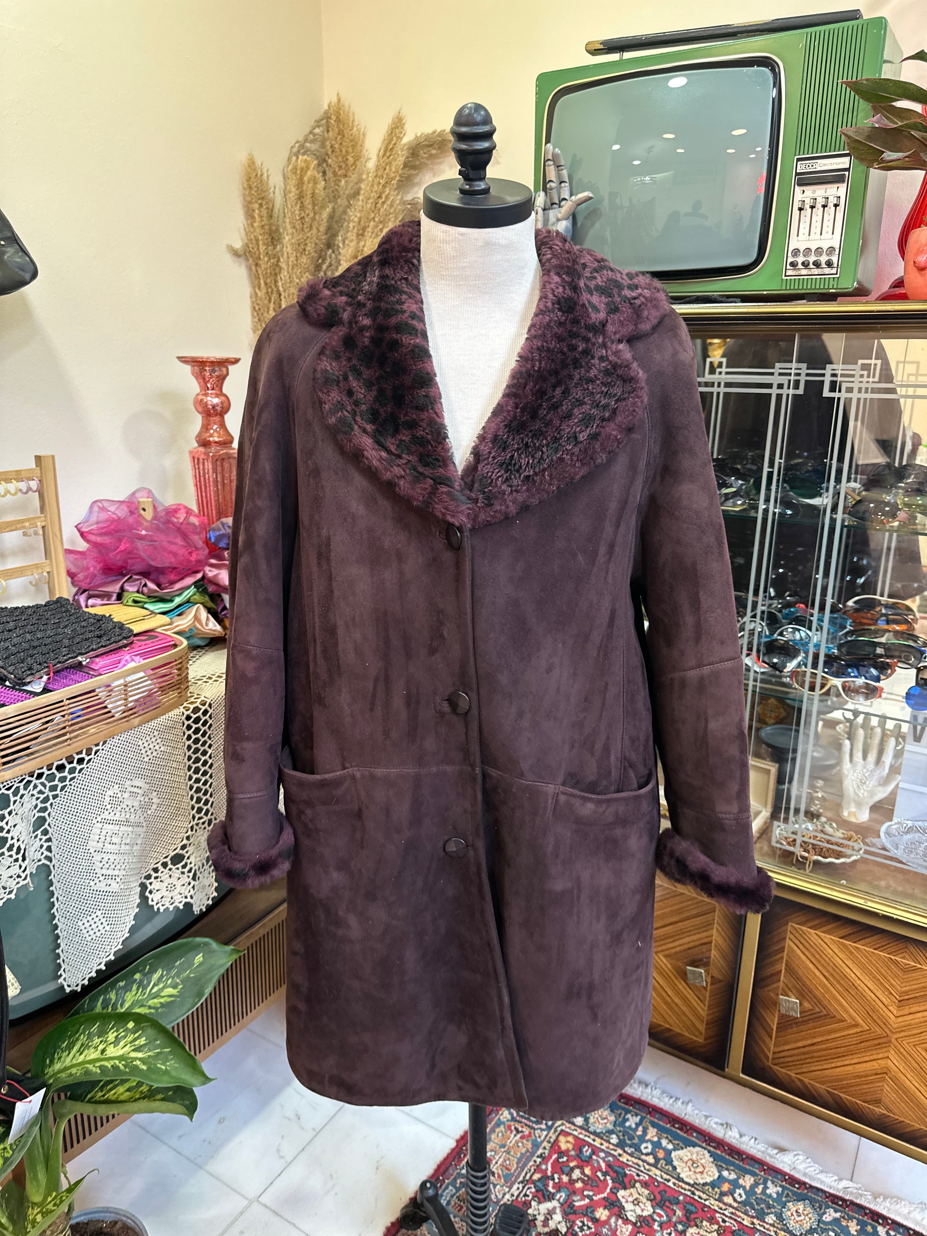 Stunning purple genuine leather coat