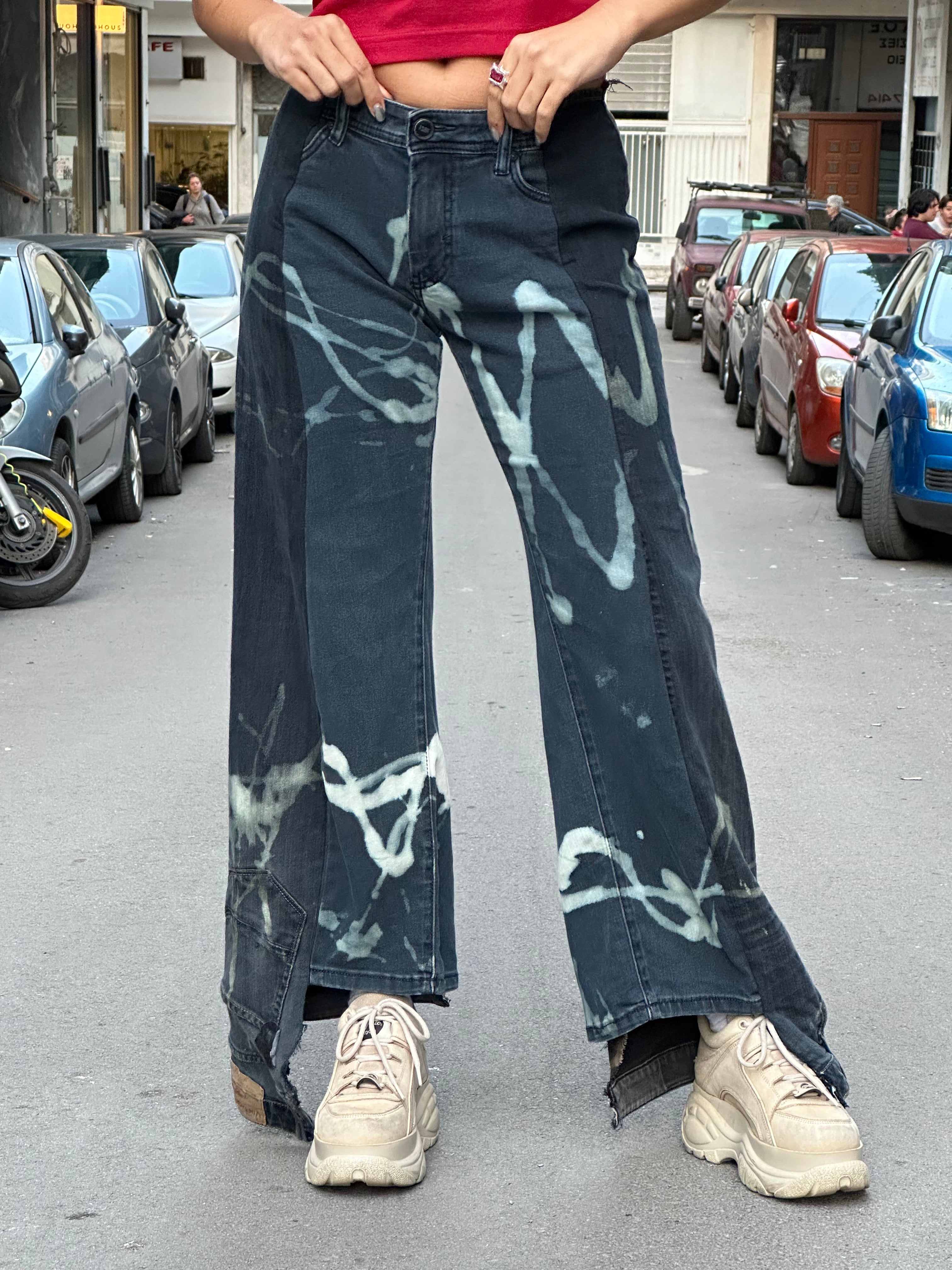 Super hot handmade re-worked tie dye jeans