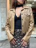 Vintage cropped genuine leather jacket