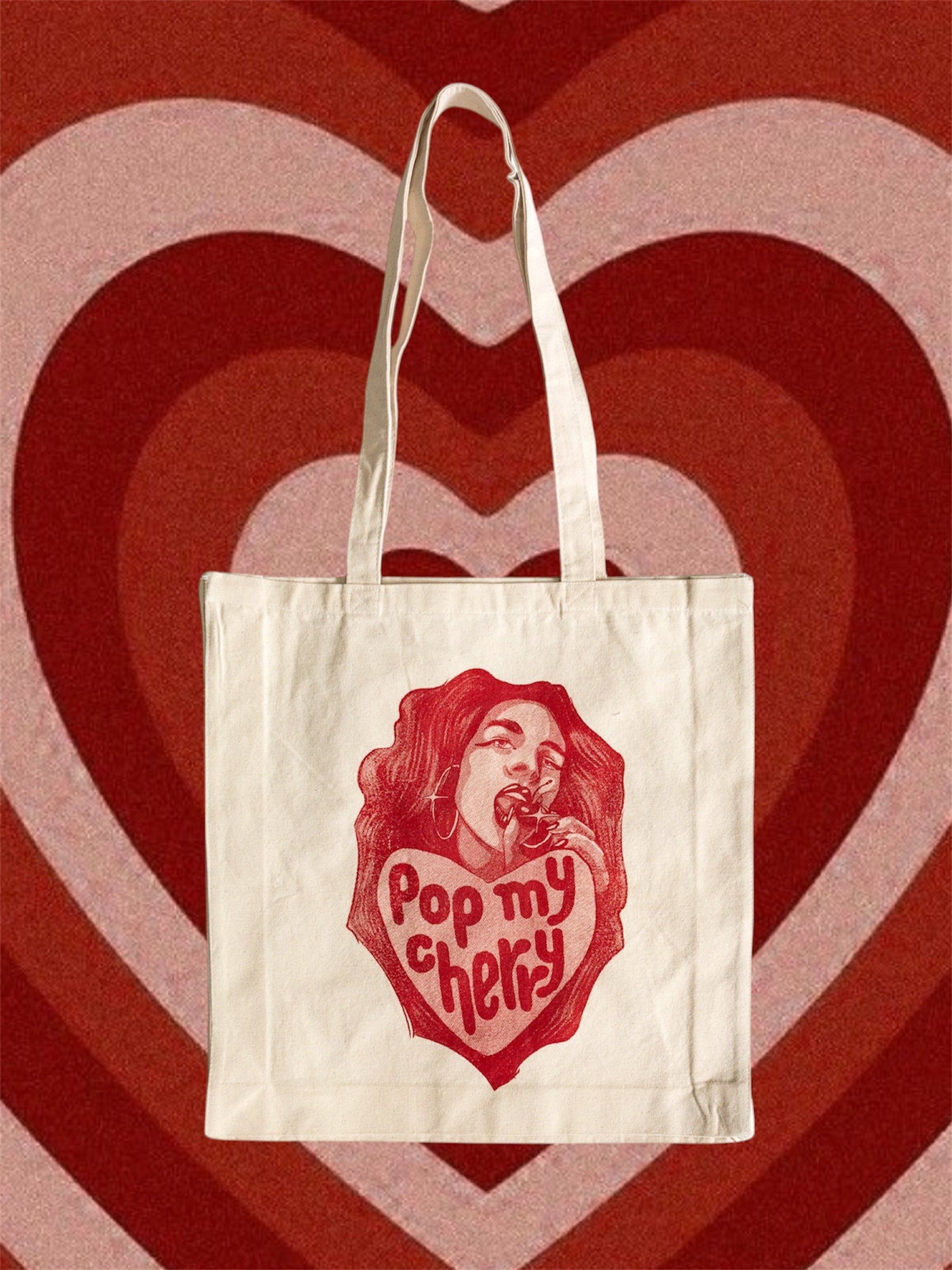 “Pop my cherry” tote bag